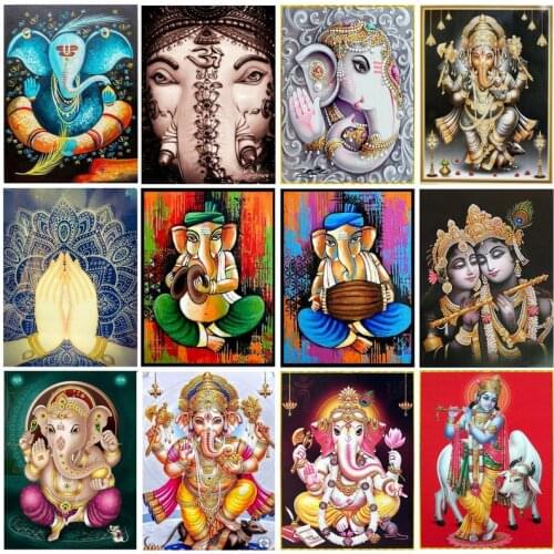 ArtBack Indian Illustrated 5D Diamond Painting Full Square / Round Drill Elephant God Diamond Embroidery Mosaic Religious