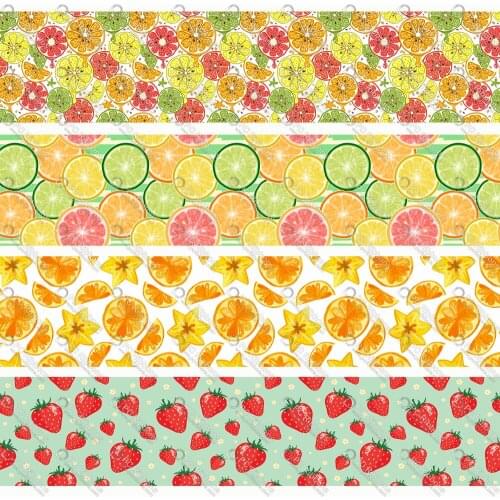 Strawberry Orange Cartoon 1-1/2" Printed Lanyard/Grosgrain/Satin Design Customized Ribbon for Bow DIY Hair Craft Supplies Sewing