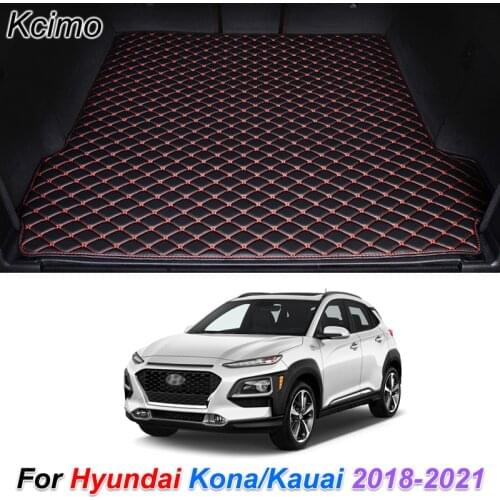 Leather Car Trunk Mat for Hyundai Kona Kauai 2018-2021 Cargo Liner Trunk Floor Pad Carpet Car Accessories