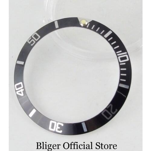 Round 38mm Black Alloy Watch Bezel Insert Luminous Dot Fit 40mm Watch Case