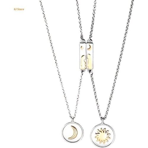 Sun Moon Star Lovers Magnetic Necklace Gift for Girlfriend Birthday Valentine