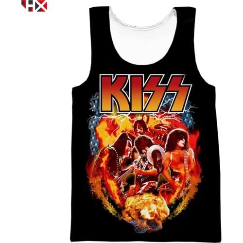 Summer 3D Printed Hip Hop Men Tank Top KISS Rock Band Unisex KISS Band Harajuku Streetwear Style Tank Tops S366