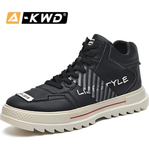 Fashion Snikers for Men Autumn Breathable Men Casual Shoes Thick Bottom Leather Sneakers Chaussures Homme Pu leather Shoe 39-44
