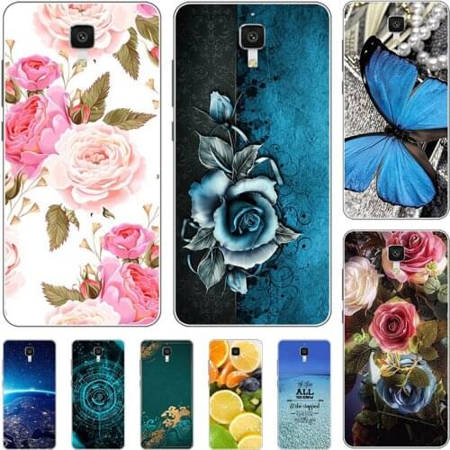 Fashion Flower Case For Xiaomi Mi4 M4 Mi 4 Mi 4W 5.0" Cover Soft Silicone Cat Printing Capa Back Coque