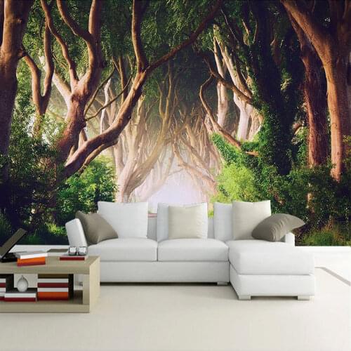 Custom Mural 3D Beautiful Woods Trees Green Landscape Creative Wall Painting Living Room Sofa TV Backdrop Photo Wall Paper Decor