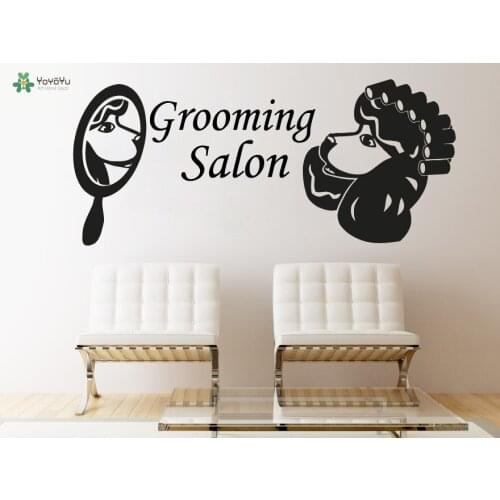 YOYOYU Wall Decal Pet Shop Grooming Salon Vinyl Wall Stickers Dog Mirror Animal Pattern Modern Home Decor Window Art Mural SY976