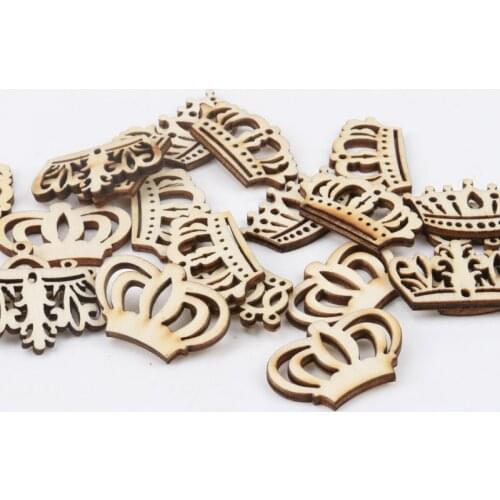 Natual Crown Pattern Wooden Scrapbooking Art Collection Craft for Handmade Accessory Sewing Home Decoration 30mm 20pcs MZ164-FD
