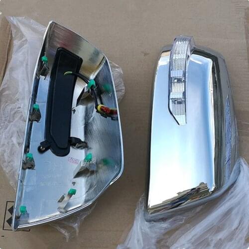 One Pair For Toyota Sequoia Tundra Chrome Side Rearview Mirror Cover with LED Light