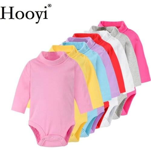 Solid Baby Girls Bodysuits 100% Cotton Soft Newborn Clothes Infant One-Piece Clothing Turtleneck Pajamas Sleep Shirts Tops Pant