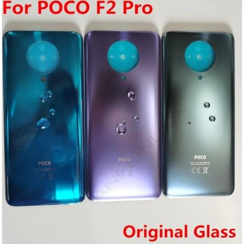 For POCO F2 Pro 100% Original Spare Parts Battery Back Cover Door For Pocophone Poco F2 Pro Glass Phone Housing Case Replacement