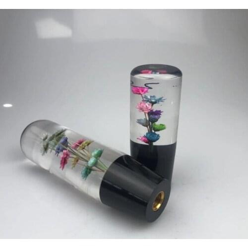 Real Flowers Gear Stick Shift Shifter Knob for Car Manual Transmission and Automatic Transmission Without Lock Button