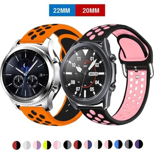 22 20mm Silicone Band Galaxy Watch3 41 45 46 42mm Sport Strap for Samsung Gear S3 Frontier/Classic Active 2 Huawei Watch GT2 42