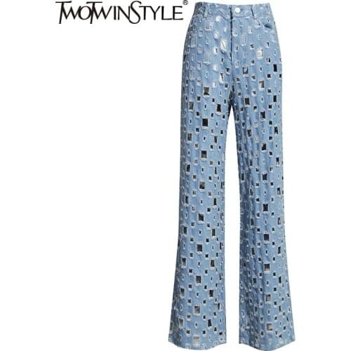 Женские свободные джинсы TWOTWINSTYLE China At AliExpress