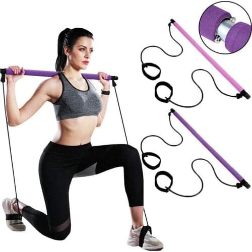 YXTC Yoga Pilates Stick Total Body Workout Bar Stretch Twisting Sit-Up Bar Resistance Band Portable Home Gym Workout Package