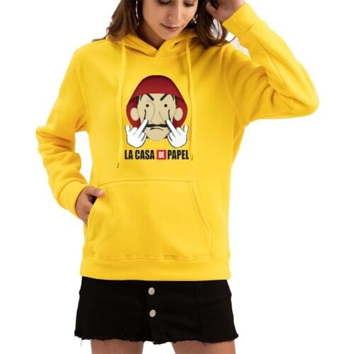 La Casa De Papel Print Hooded TV Series Money Heist Pullovers Women Hoody Hoodie Fashion Casual Hoodies Thicken Sweatshirts Coat