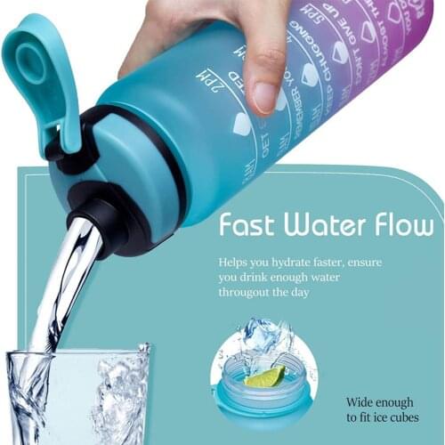 1L Sport Water Bottles Portable Gym Anti-fall Leak-proof Large Capacity Fitness Kettle Waterbottle Motivational Water Bottle
