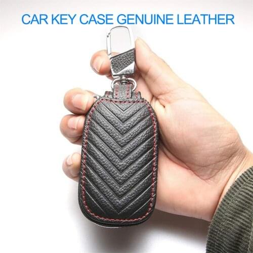 1PC Car Key Pouch Bag Case Wallet Holder Chain Key Wallet Ring Collector Housekeeper Pocket Key Organizer Smart Leather Keychain