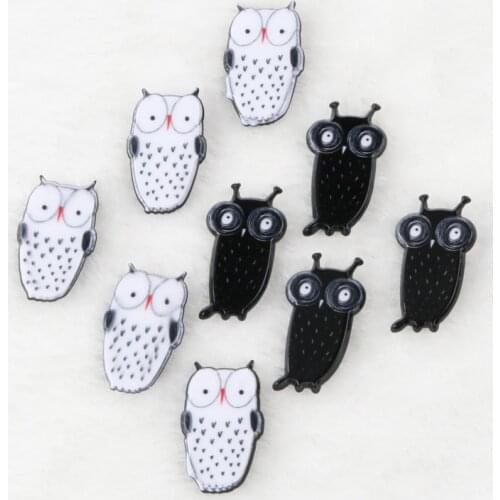 White Black Owl Flatback Acrylic Cabochons Scrapbook Craft Buttons 30x18mm DIY phone decor Headwear accessories 10pcs 2018 MZ35