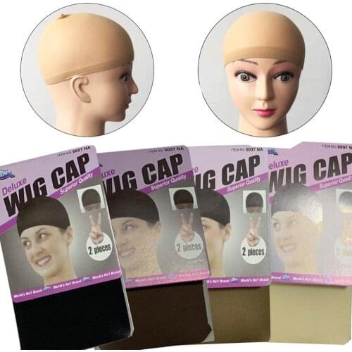 2Pcs Women Stockings Style Stretchable Wig Cap Hair Net Elastic Mesh Liner Snood