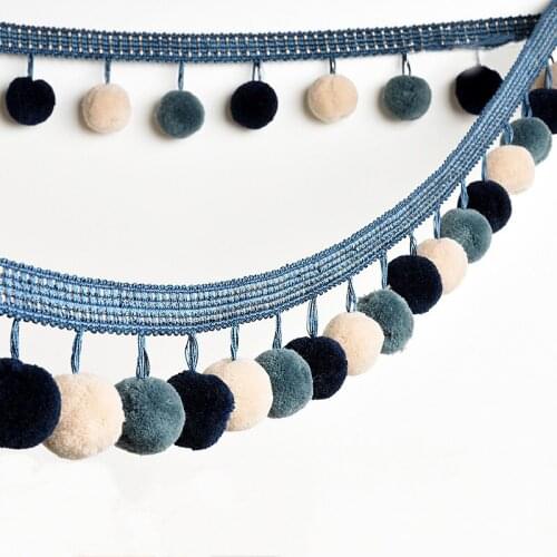 3Yard/Lot European-Style Lace Tassel Fringe Bayberry Hair Ball Curtain Sofa Tablecloth Lace Trim Diy Pompom Decoration