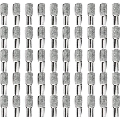 5mm Shelf Pins, Spoon Shape Cabinet Furniture Shelf Support Pegs Nickel Plated, 50 Pcs