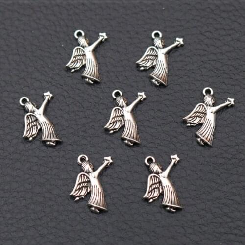 50pcs Little Angel Pendants, Mini Angel Charms, Magic Fairy Charms, 17 * 13mm Elf Charms, Silver Plated A2172
