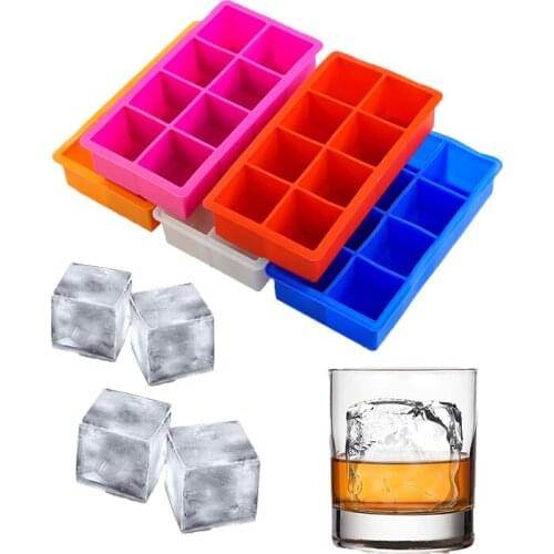 Silicone Cavity Ice Cube Tray 8 Grids Solid Water Maker Mold for Whiskey Cocktail Rectangle Shape Bar Drinking Accessories