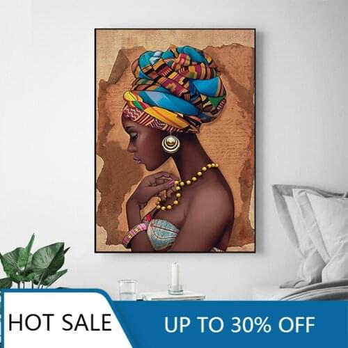 African Art Woman Wall Art Canvas Painting Posters Prints Beauty Girl Scandinavian Wall Decor for Aesthetic Home Decoration
