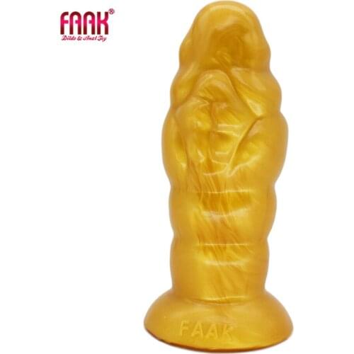 FAAK golden butt plug with suction cup silicone anal plug ex toys for men muscle texture anal dilator sex products masturbate s