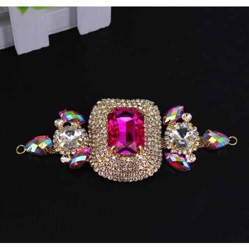 11.5x4.6cm Handmade shoes Rhinestone button Applique with metal loop Bling rhinestone applique patch for Garment Accessory DIY