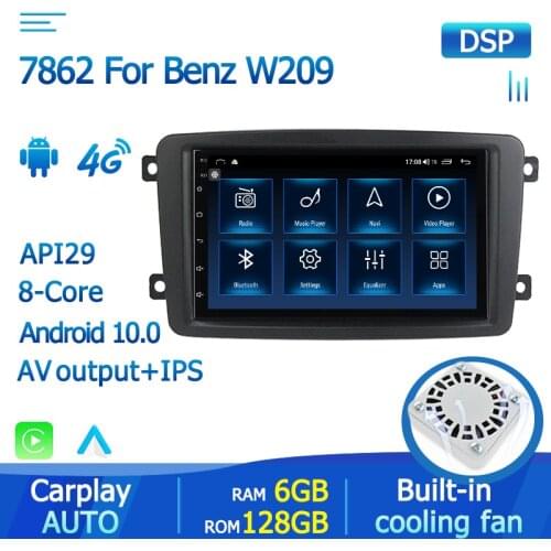 7 inch API 29 car radio player For Mercedes Benz CLK W209 Vito W639 Android10 128GB ROM with carplay android auto gps navigation