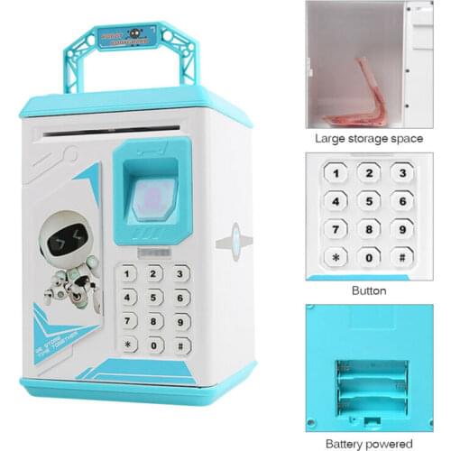 Automatic Electronic Piggy Bank ATM Password Money Box Cash Coins Saving Safe Box Lock Auto Paper Deposit Banknote Kids Gift