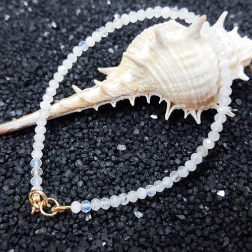 Lii Ji Gemstone Natural Moonstone Shining 925 sterling silver Gold Plated Bracelet