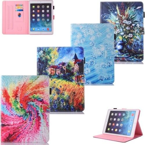 Case For iPad 2018 Case 9.7 2017 Cover PU Leather Wallet Printed Stand Soft Cover Funda for iPad Air Air 2 6th Generation Case
