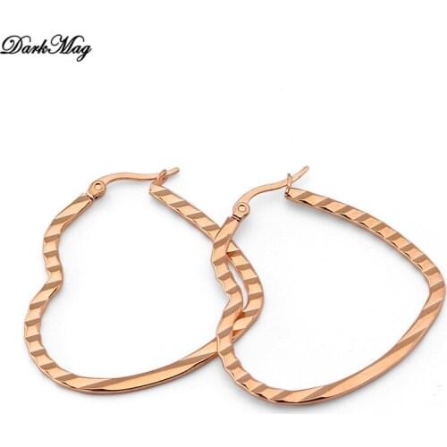 DarkMag Heart Hoop Earrings for women Geometric Hanging Earrings Female Fashion Modern Jewelry Oorbellen Accessories