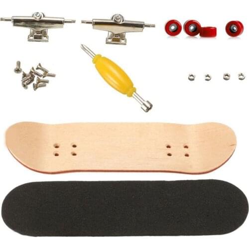 Wood Fingerboard Maple Finger Skateboard Mini Non Slip PU Pad Toy Blue DIY Assembly Kids Children