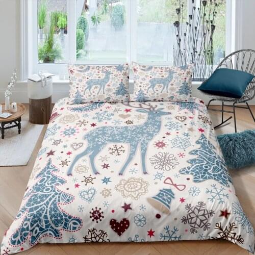 Home Textiles Luxury 3D Christmas Deer Print Duvet Cover Set 2/3 Pcs Pillowcase Kids Bedding Set AU/EU/UK/US Queen and King Size