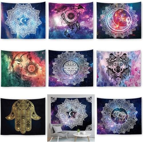 Indian Mandala Tapestry Starry Sky Printing Wall Hanging Large Tapestries Sun Moon Wall Decor Home Decoration Accessories