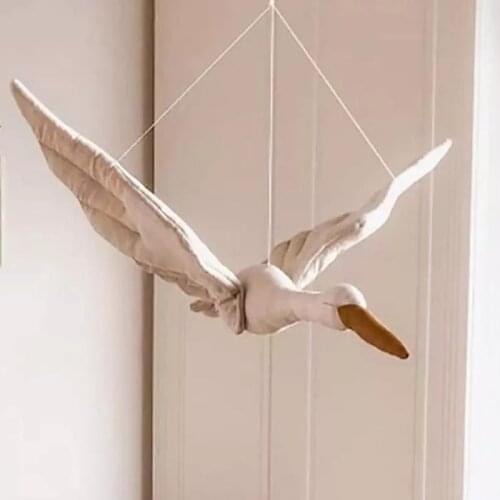 Swan Wall Hanging Stuffed Toy Doll Animal Head Wall Decoration Nursery Baby Girl Bedroom Accessories Nordic Kids Room Decoration