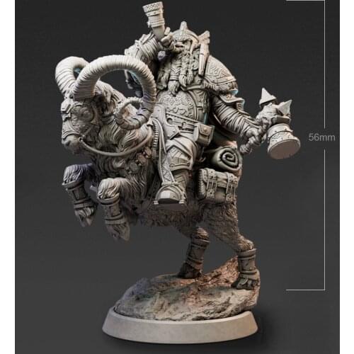 56mm Resin Model Kits Goat and Dwarf Warrior Figure Unpainted RW238