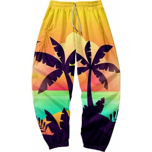2021 New 3D Print Sunset coconut tree colorful Sweatpants Women/Men Fitness Joggers Spring High Street Trousers Pants Sweatpant