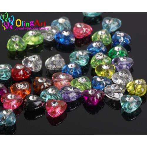 OlingArt 200pc/lot Heart star butterfly Bead Mixed Acrylic beads Environmental protection Bracelet necklace diy jewelry making