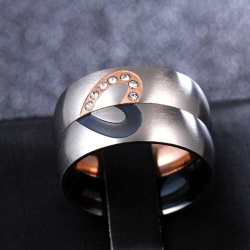 MANGOSKY 6mm Titanium Steel Love Heart Couple Rings for Women and Men Personalized Ring Customize Ring Engraved Ring