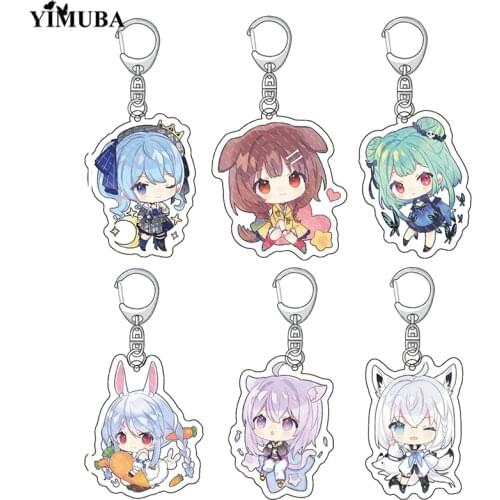 Q Version Hololive Vtuber Cosplay Acrylic Keychain Inugami Korone Shirakami Fubuki Minato Aqua Anime Figures Pendant Key Chain