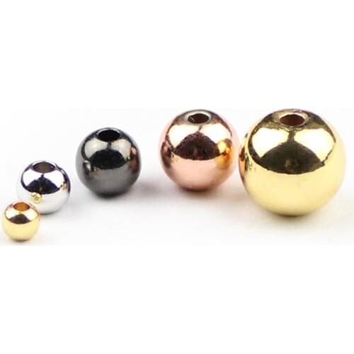 HGKLBB Copper beads ball Spacer 30-200pcs 3/4/5/6/8MM Gold Round Metal Loose beads for Jewelry making bracelets DIY Findings