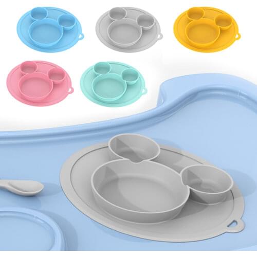 Plate for Kids with Silicone Baby Bowl Suction BPA Free Feeding Baby Tableware Children Dining Dishes