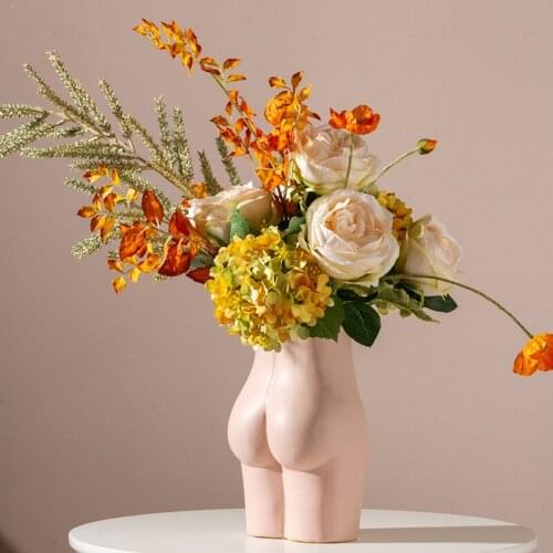 Home Decoration Body Art Bust Statue Ceramic Vases Porcelain Flower Pot Desk Decor Ornaments Tabletop Vase Accessories M67