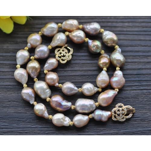 Z10080 18" 15mm Peacock-Lavender Teardrop KESHI Edison Pearl Necklace CZ