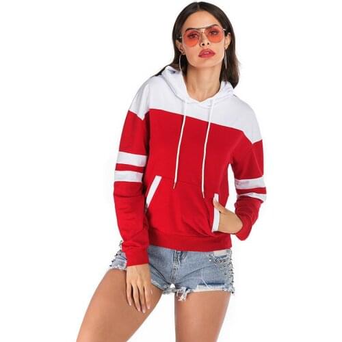 Winter Slim Red Hoodie For Women 2020 Loose Cotton Pocket Womens Sweatshirts Pullover Sudadera Mujer
