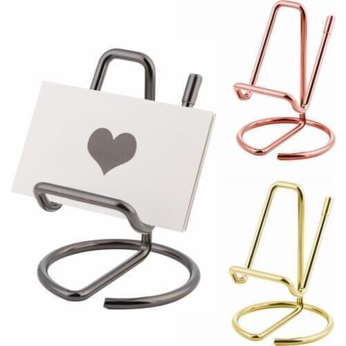 1PC Retro Gold/Rose Gold Metal Card Holder for Desk Business Card Display Holder Stand Metal Office Desktop Name Card Holder